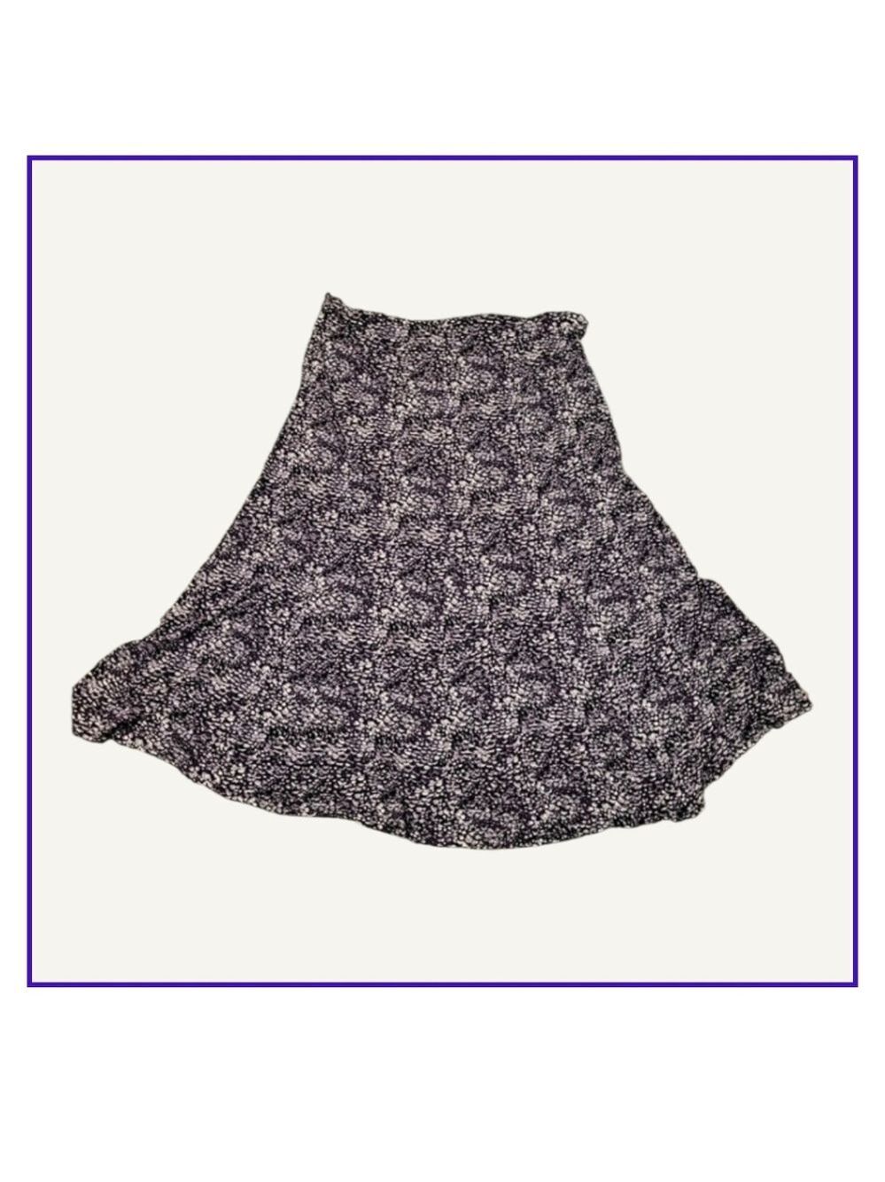 East 5th Black, Purple, and White A-Line Skirt Size L
